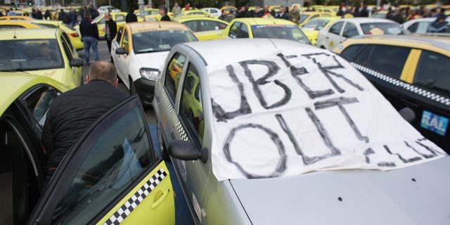 Protest taxi anti Uber