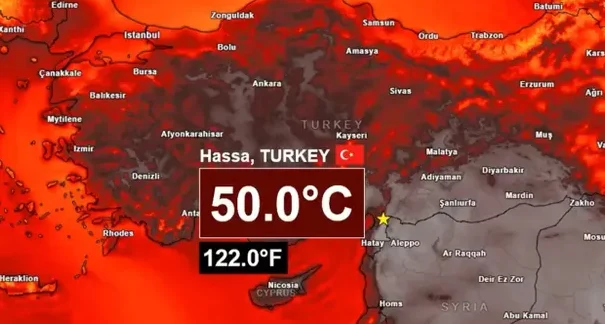 50 de grade Celsius Turcia, districtul Hassa