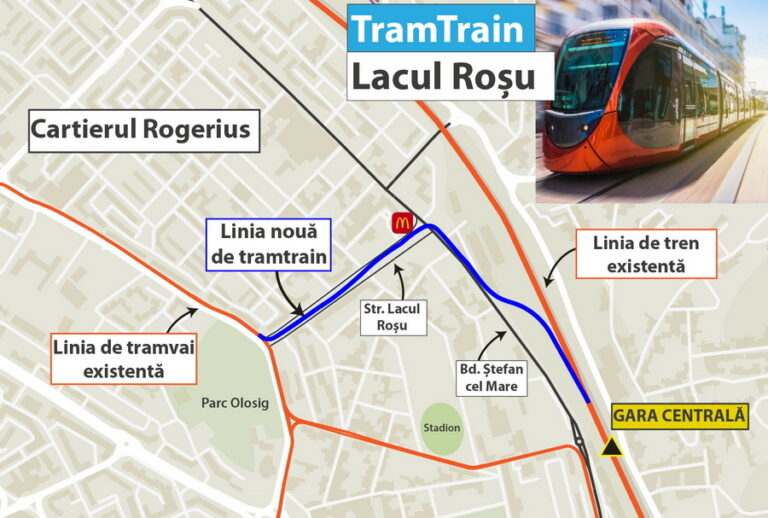 Tram Tren Oradea proiect, harta_CJ_TramTrain_Lacul_Rosu-01