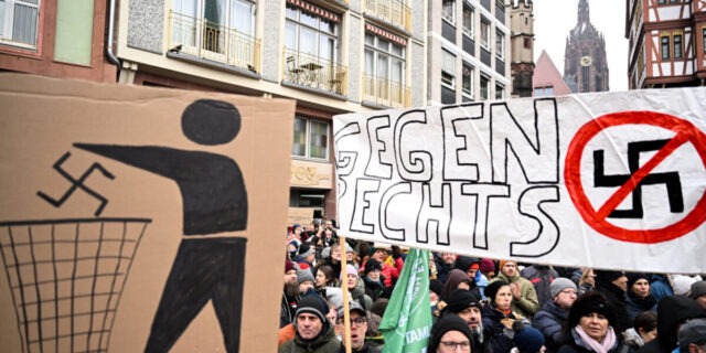 democratie protest germania frankfurt svastica afd extrema dreapta