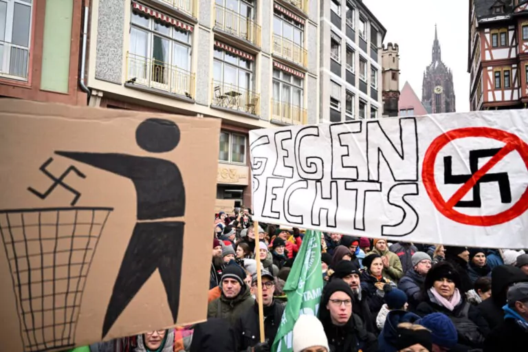 democratie protest germania frankfurt svastica afd extrema dreapta
