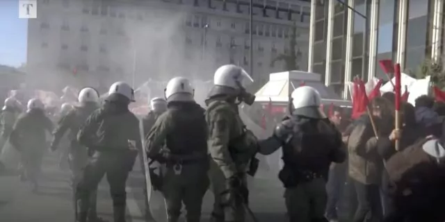 proteste grecia, ciocnire politie si manifestanti