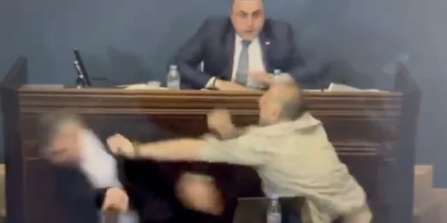 bătaie in parlamentul georgie