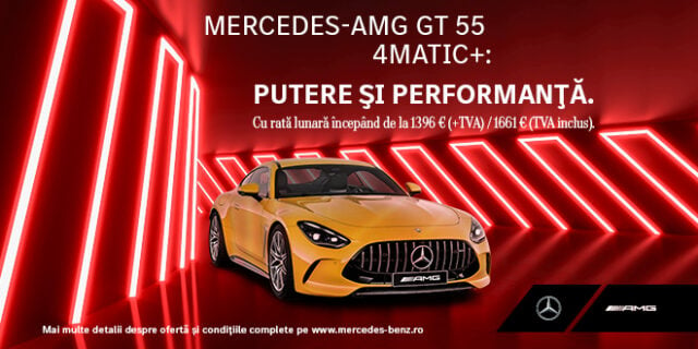 Putere și performanță fără egal. Alătură-te unei noi generații de neoprit și intră în cea mai rapidă familie din lume, cu Mercedes-AMG GT 55 4MATIC+. Rată lunară începând de la 1.661 EUR (TVA inclus). Află mai multe (P)